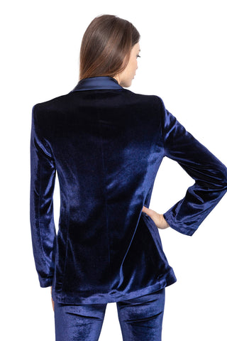 Skyfall Giacca Doppio Petto in Velluto Blu Scuro