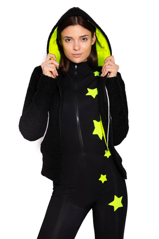 Aspen Tuta nera intera con stelle fluo
