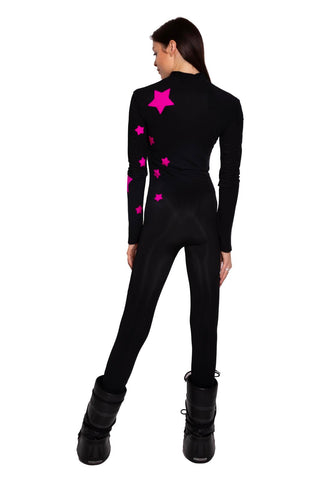 Aspen Tuta nera intera con stelle fluo