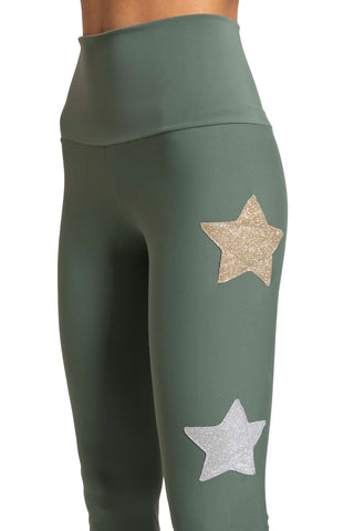 Leggings Oliva a vita alta con stelle