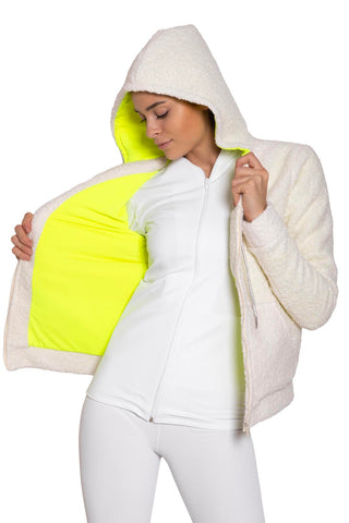 Orsetto Giacchetto Bianco in Lana cotta e Lycra Fluo