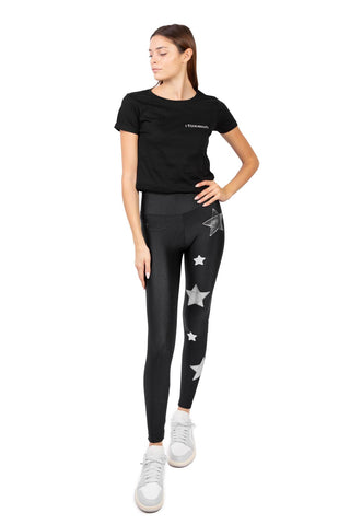 Venere Leggings Stelle Argento e Bianche con Baschina