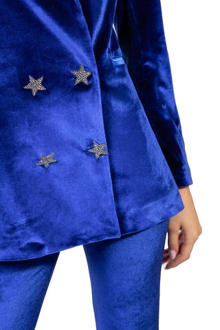 Zweireihige Jacke „Skyfall“ aus blauem Samt