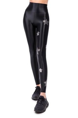 Lunis Diamond Leggings in Lycra Setata con Cristalli Hematite e Argento