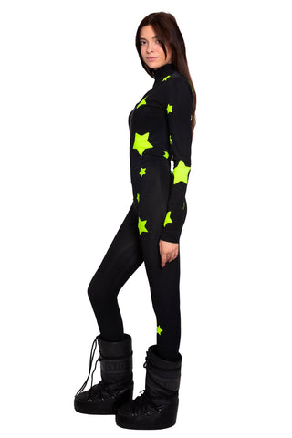 Aspen Tuta nera intera con stelle fluo