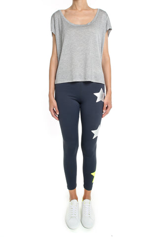 Gemelli Leggings grigio, stelle argento e giallo - L'Equilibriste