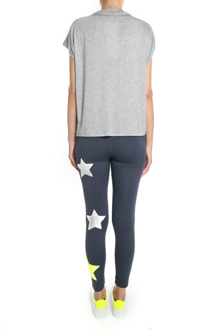 Gemelli Leggings grigio, stelle argento e giallo - L'Equilibriste
