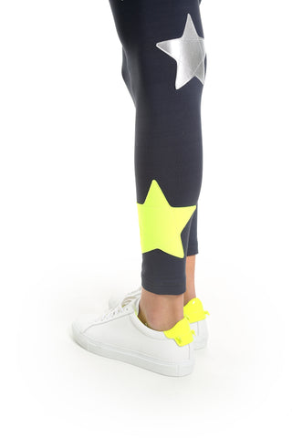 Gemelli Leggings grigio, stelle argento e giallo - L'Equilibriste