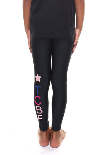 Leggings Bambina personalizzato con una stella e lettere applicate in verticale - L'Equilibriste