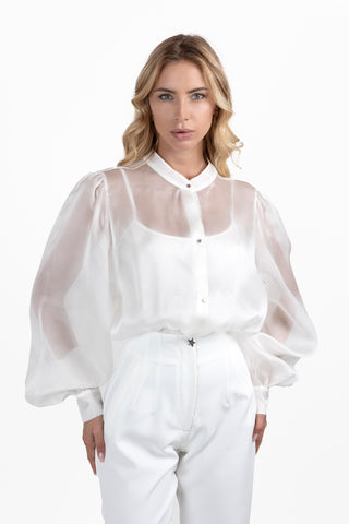 Odile body camicia in Organza di Seta White