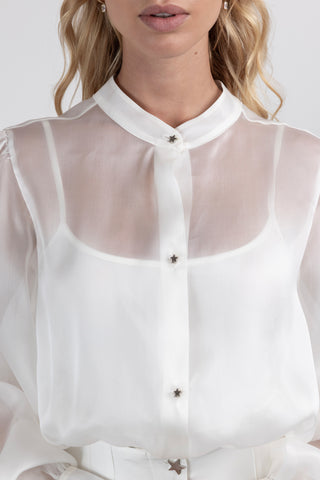 Odile body camicia in Organza di Seta White