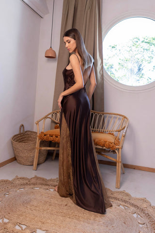 Transparence Abito in Lycra Setata e Pizzo