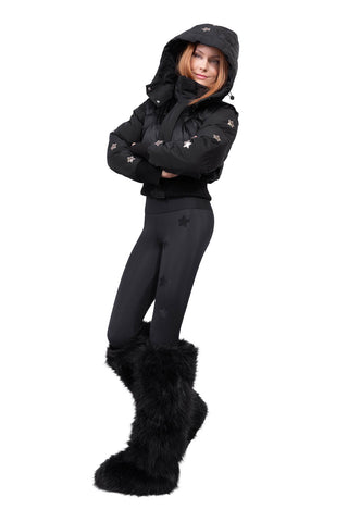 Megeve Velvet Giacca da Sci Cropped Black