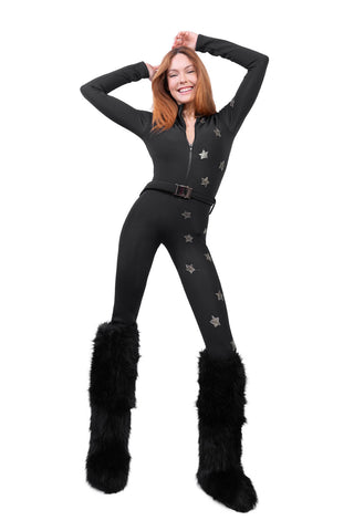 Cortina 2026 Tuta da Sci Super Warm Nera e Oro