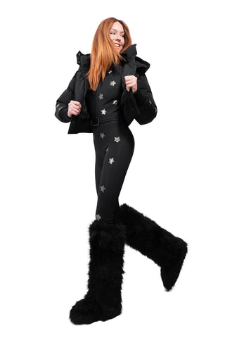 Cortina 2026 Tuta da Sci Super Warm Nera e Oro