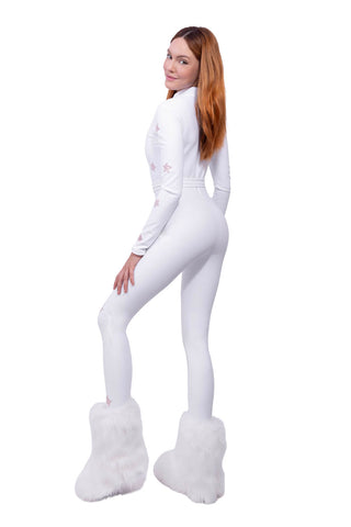 Cortina 2026 Tuta da Sci Super Warm Bianca e Rosa