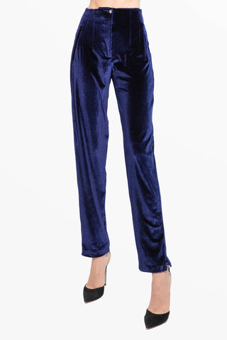 Rock Star Pantalone Blu Scuro in Velluto
