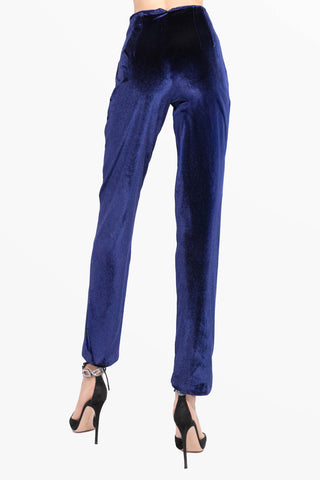 Rock Star Pantalone Blu Scuro in Velluto