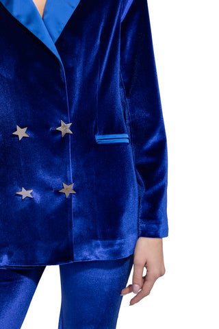 Skyfall Dinner Double-Breasted Jacket in Bluette Velvet 