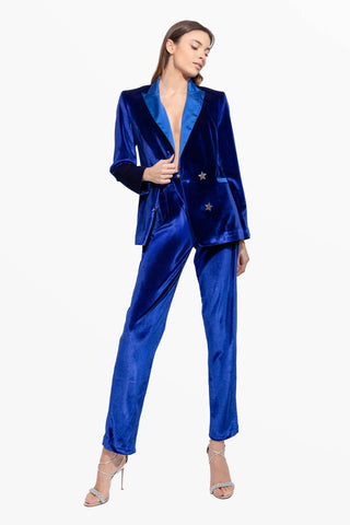Rock Star Pantalone Bluette in Velluto