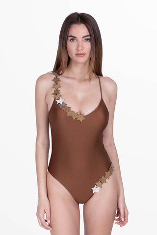 Volant Maillot de bain une pièce Chocolat