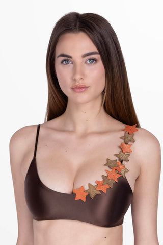Volant Top Bra Schokolade