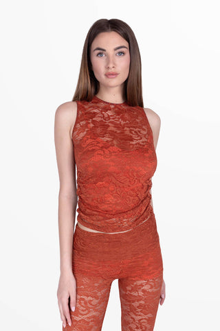 Transparence Tank Top in Pizzo Arancione