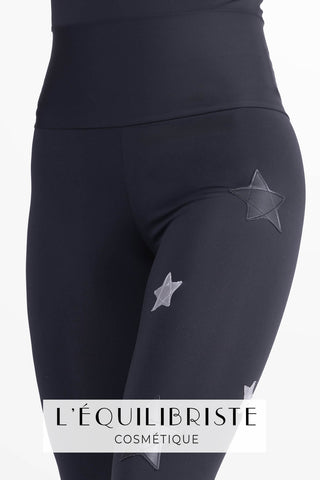 Leggings Cafeine Stelle Pelle Nera e Argento