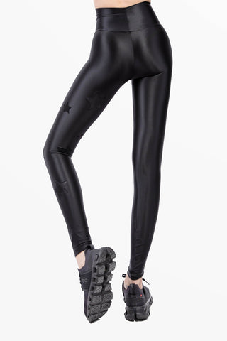 Lunis Leggings in Lycra Setata con stelle All Black