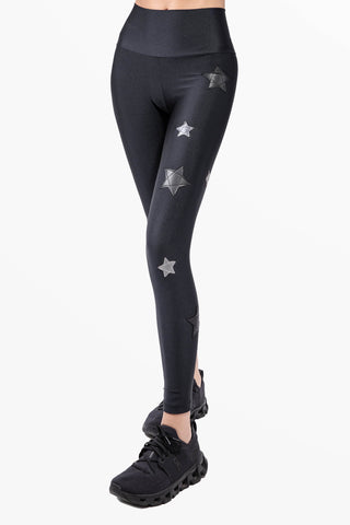 Lunis Leggings con Stelle Pelle Argento