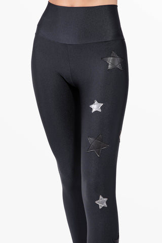 Lunis Leggings con Stelle Pelle Argento