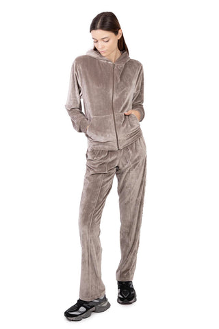 Sunday in Soft-Touch Etoupe Velvet Tracksuit