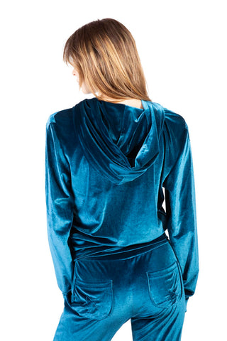 Andromeda Teal Blue Velvet Tracksuit