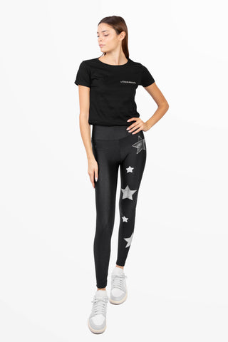Venere Leggings Stelle Argento e Bianche con Baschina