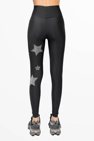 Venere Leggings Stelle Argento e Lurex con Baschina