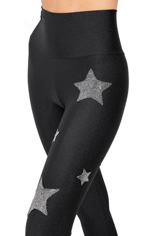 Venere Leggings Stelle Argento e Lurex con Baschina