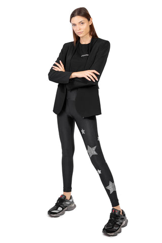 Venere Leggings Stelle Argento e Lurex con Baschina