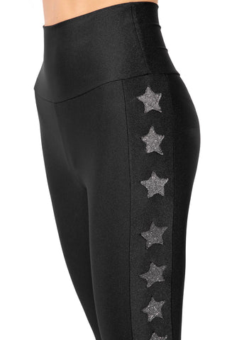 Sunday Leggings Nero con Baschina e stelle lurex