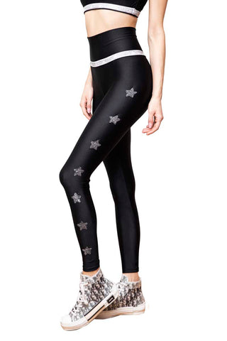 Colette High-Waisted Leggings with Silver Band and Stars.