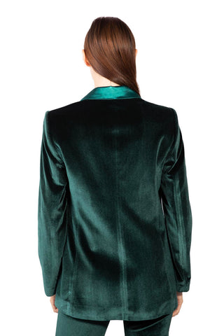 Hera Velvet Dinner Double-Breasted Jacket in Bottle Green