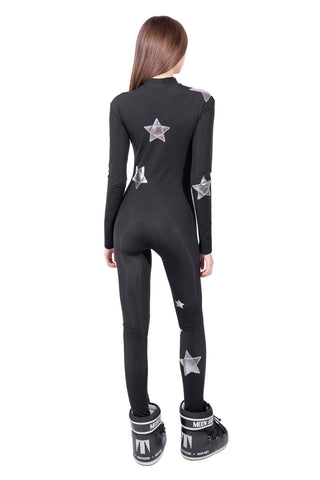 Cortina black skisuit with stars