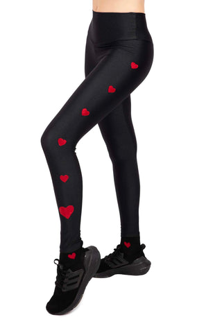 Love Story Leggings con Cuori applicati e vita alta