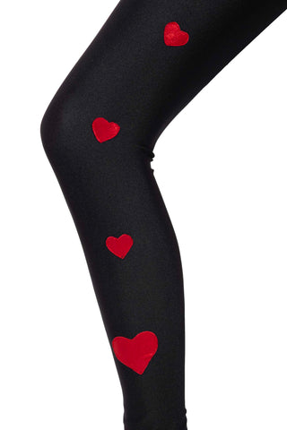 Love Story Leggings con Cuori applicati e vita alta