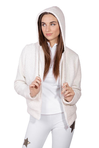 Orsetto White Jacket in Boiled Wool and Lycra