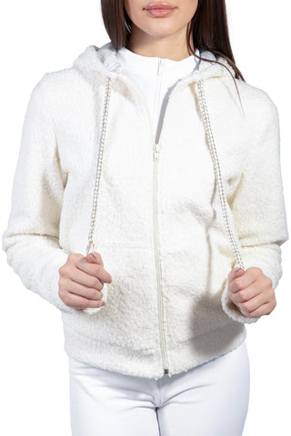 Orsetto White Jacket in Boiled Wool and Lycra