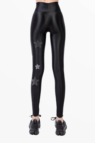 Lunis Diamond Leggings in Lycra Setata con Cristalli Hematite e Argento