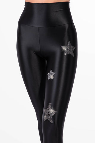 Lunis Diamond Leggings in Lycra Setata con Cristalli Hematite e Argento