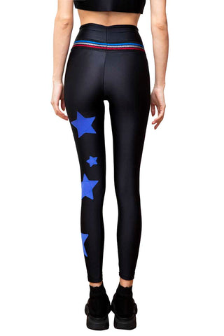 Electra High Waist Leggings with Band and Applied Stars
