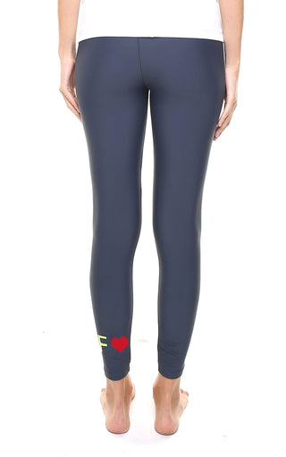Leggings personalized with two hearts and a letter applied on the ankle