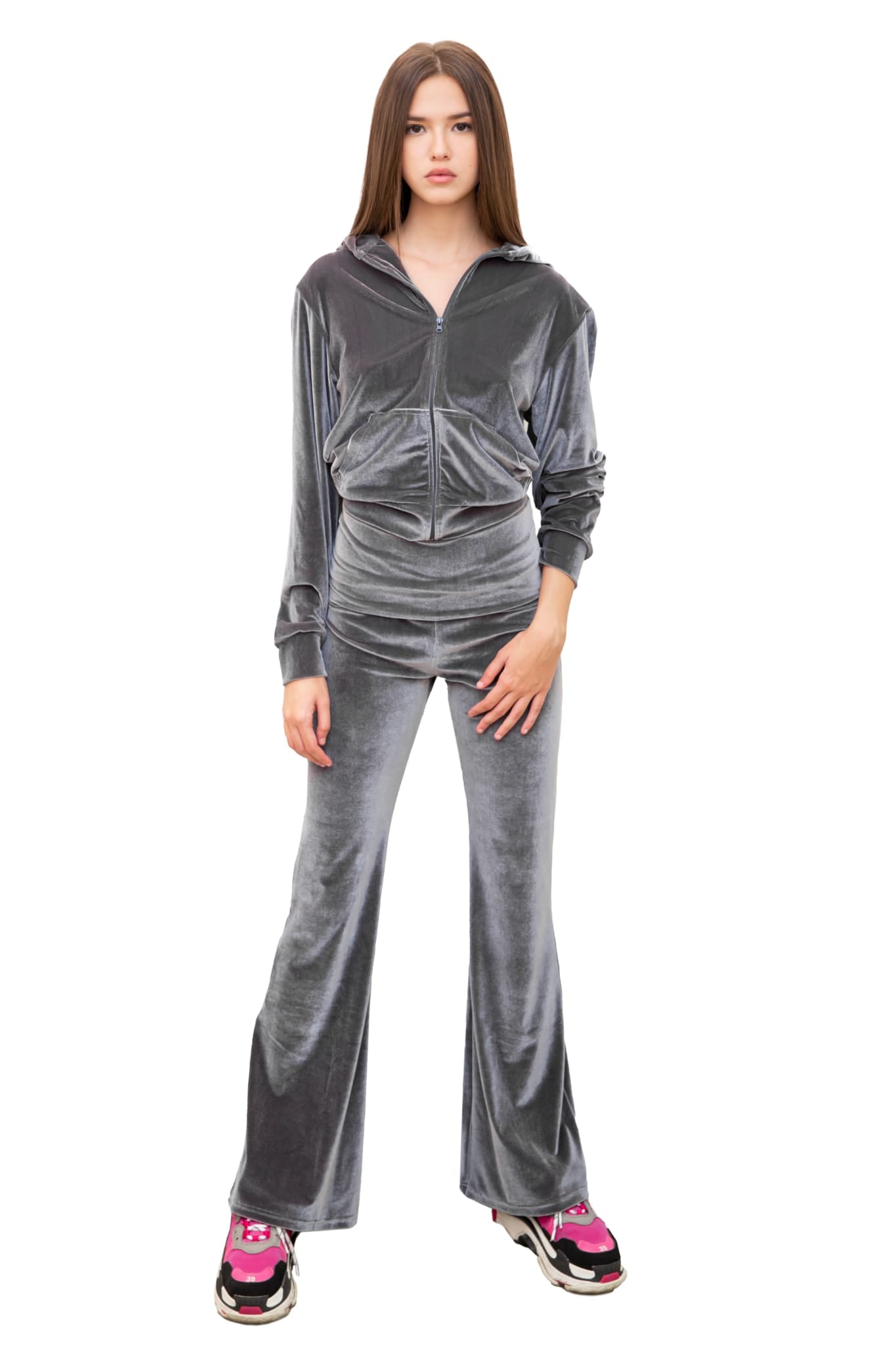 Andromeda Grey Velvet Tracksuit